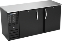 Beverage Air 68 Inch Two-Section Food-Rated Back Bar Storage Cabinet with Solid Doors and Stainless Steel Top