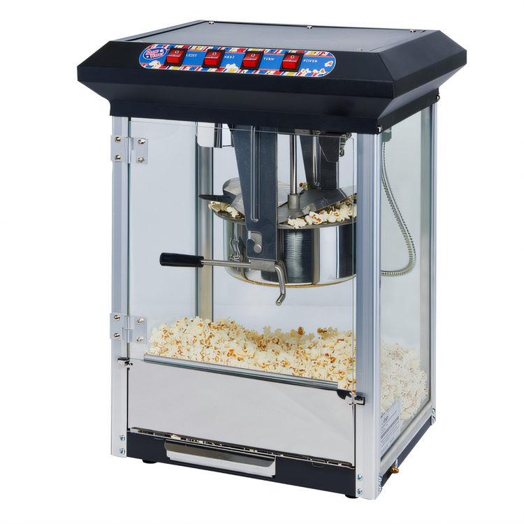 Product image #1 for Winco Showtime Black Countertop Electric Popcorn Popper with 8 oz Stainless Steel Kettle