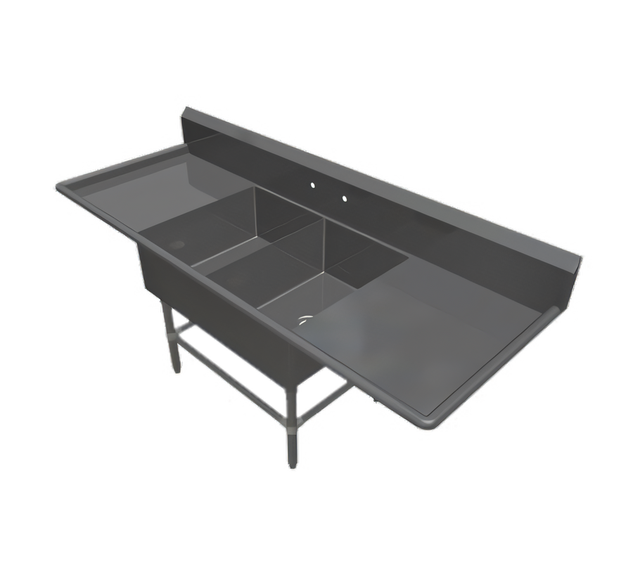 Product image #1 for John Boos Pro-Bowl 2-Compartment Bakery Sink with Dual Drainboards, 103-1/4-Inch