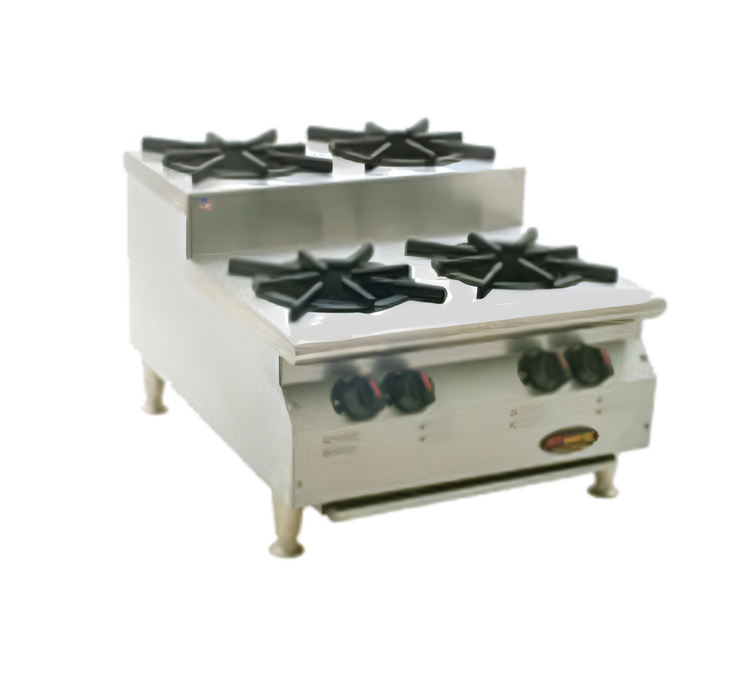 Product image #1 for RedHots Chef's Line 24-Inch Step-Up Countertop Gas Hot Plate, 4 Burners, Natural Gas
