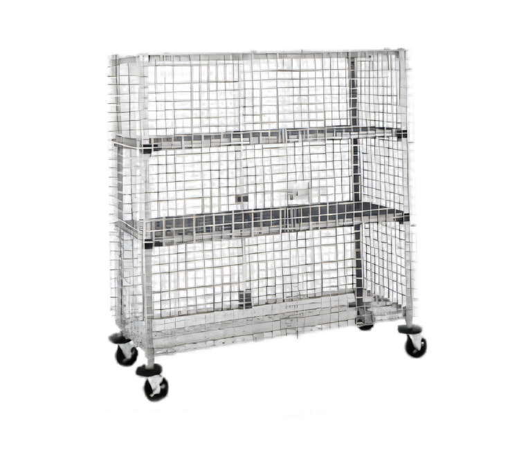 Product image #1 for Metro Super Erecta Mobile Wire Security Cage, Stainless Steel Finish, Standard Duty, 65 x 33-1/2 x 62 Inches