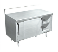 La Rosa Sliding Door Utility Stand Cabinet Base, 48 Inch Wide x 28 Inch Deep, Stainless Steel
