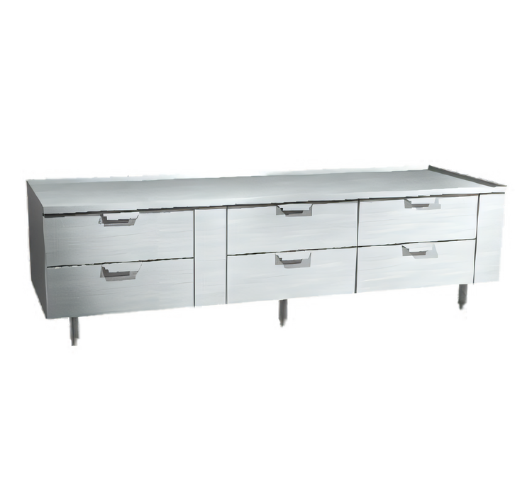 Product image #1 for La Rosa 3190-RR 90-Inch Three-Section Refrigerated Equipment Stand with 6 Drawers (Remote)