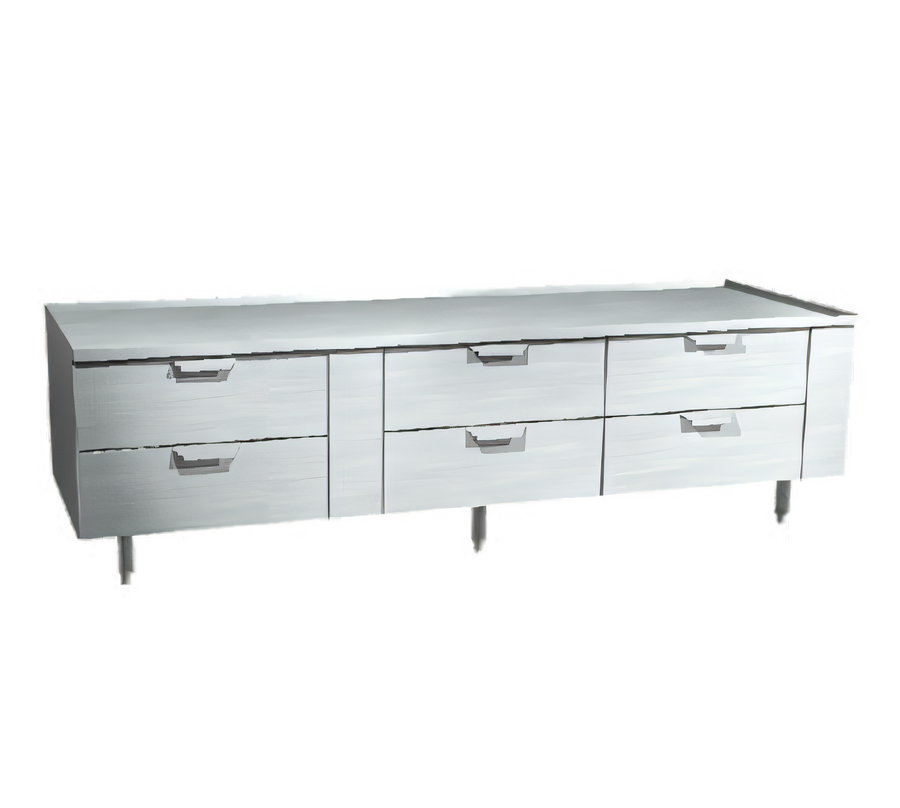 Product image #1 for La Rosa 3190-RR 90-Inch Three-Section Refrigerated Equipment Stand with 6 Drawers (Remote)