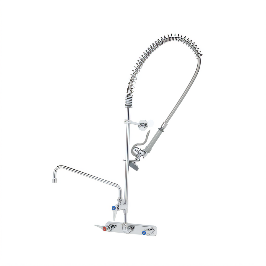 Product image #1 for T&S Brass EasyInstall Workboard Wall-Mount Pre-Rinse Add-On Faucet with 12-Inch Swing Nozzle