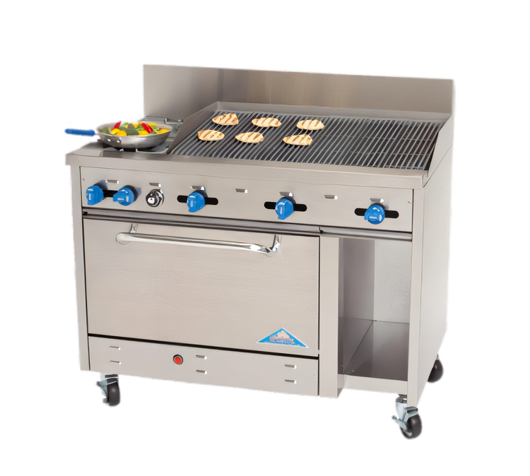 Product image #1 for Comstock-Castle F3430-4RB 48-Inch Commercial Gas Char-Broiler Range with Extra-Wide 31-Inch Oven and 10-Inch Cabinet Storage