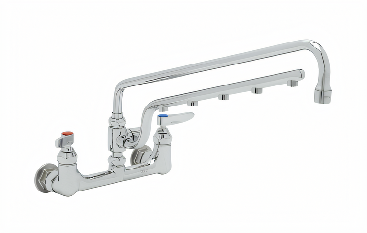 Product image #1 for UltraRinse 8-Inch Wall Mount Pre-Rinse Mixing Faucet with 18-Inch Swing Nozzle and 1.5 GPM Spray Arm