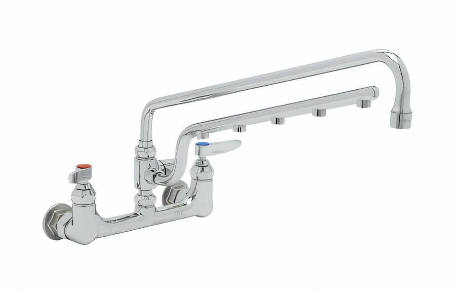 Product image #1 for UltraRinse 8-Inch Wall Mount Pre-Rinse Mixing Faucet with 18-Inch Swing Nozzle and 1.5 GPM Spray Arm