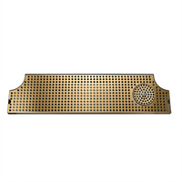 52-Inch Surface Mount Drip Tray Trough with Integral Glass Rinser, PVD Brass Screen, and Metropolis H Draft Tower Cutout