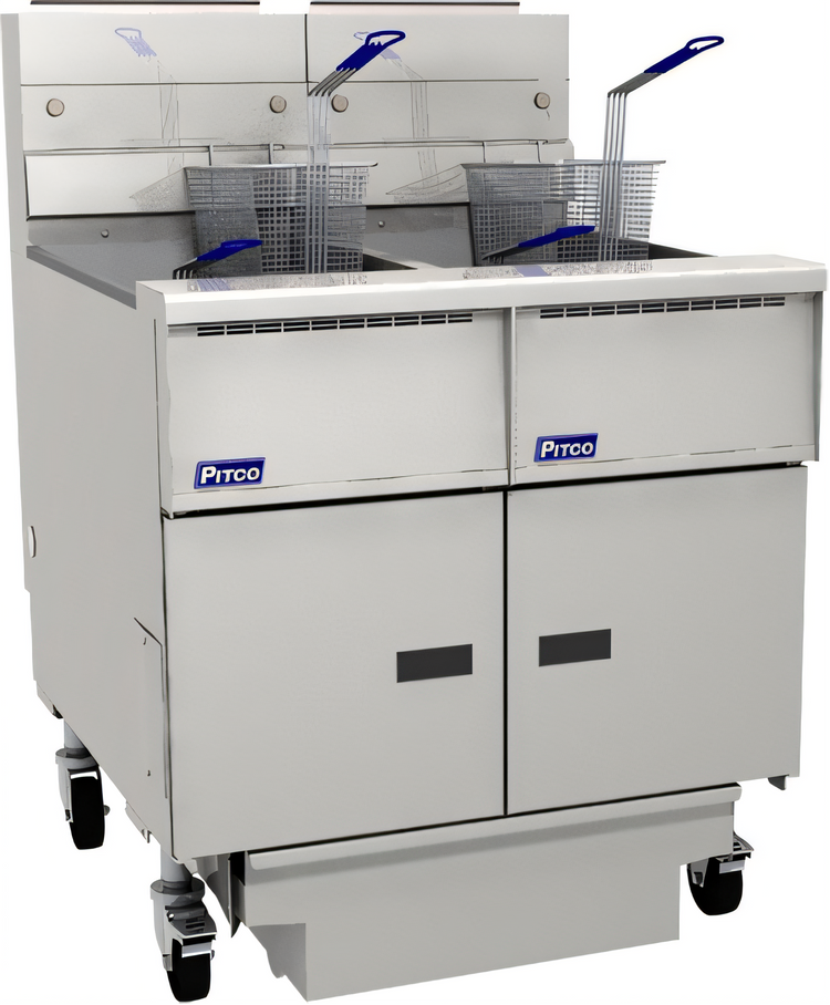 Product image #1 for Pitco Solstice SG18-2FD Dual-Tank Gas Fryer System with Built-In Filter Drawer