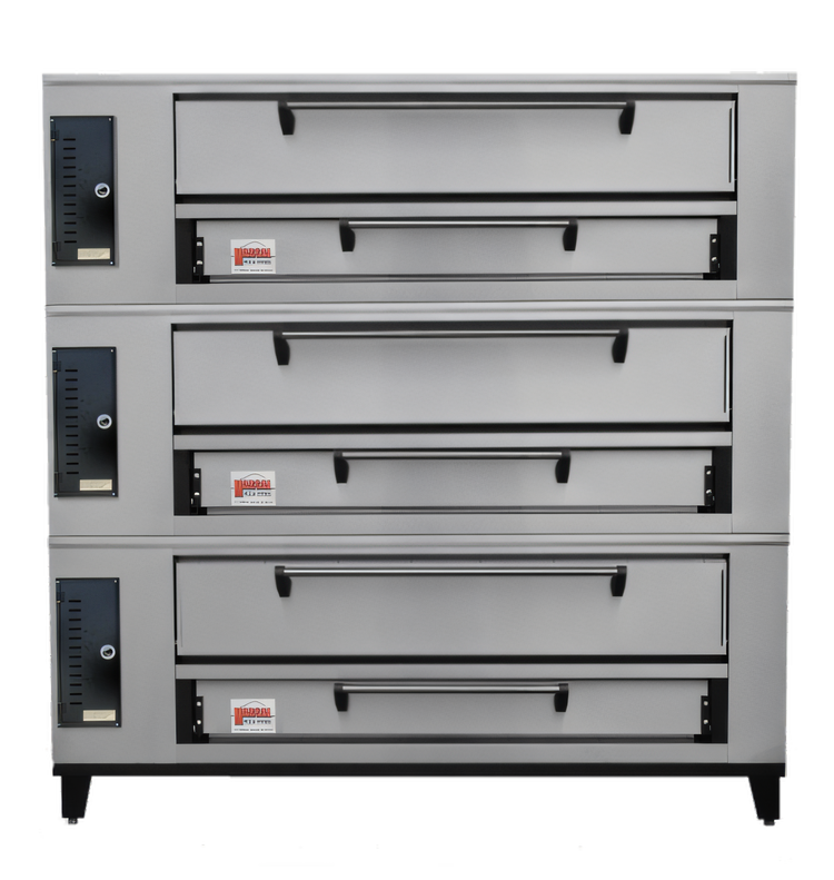 Product image #1 for Marsal SD-448 Triple Gas Pizza Deck Oven, 3-Deck, 36 x 48 Inch Brick Baking Chambers
