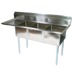 Thumbnail image #1 for John Boos E3S8-18-12L18-X 3-Compartment Stainless Steel Sink with Left Drainboard, 18-Gauge 300 Series Top, 74-1/2"