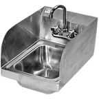 Thumbnail image #1 for Klinger's Trading SPHS-1000 Wall-Mounted 304 Stainless Steel Hand Sink with Side Splashes, Gooseneck Faucet & Basket Drain
