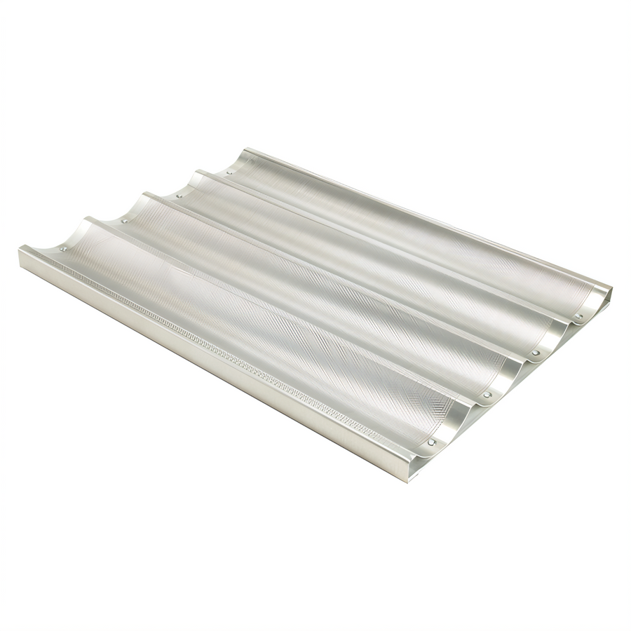 Product image #1 for Winco 4-Slot Perforated Aluminum Baguette Pan, 18 x 26 x 1 Inch