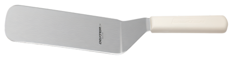 Product image #2 for Dexter Russell Sani-Safe 8 x 3 Inch Solid Stainless Steel Offset Cake Turner with White Polypropylene Handle