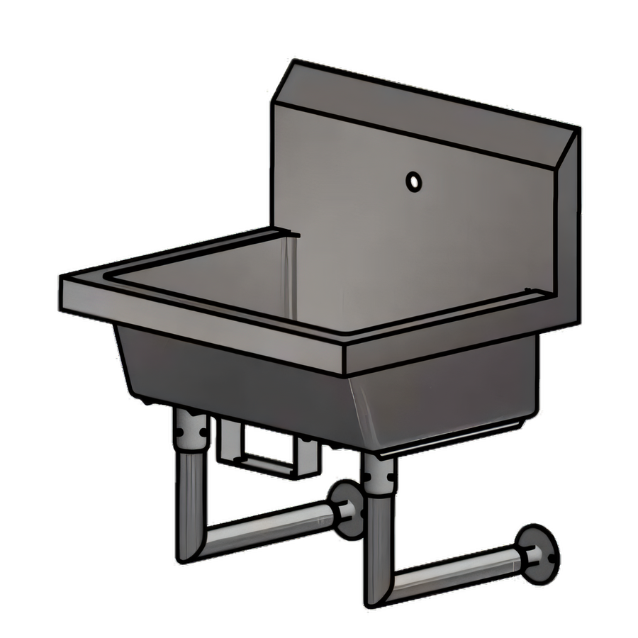 Product image #1 for BK Resources Single Station Wall Mounted Hand Wash Sink, 24 Inch Wide, 304 Stainless Steel