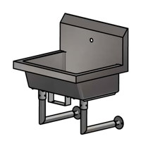 BK Resources Single Station Wall Mounted Hand Wash Sink, 24 Inch Wide, 304 Stainless Steel