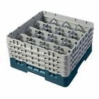 Thumbnail image #2 for Cambro Camrack® 16S800414 Full-Size 16-Compartment Glass Rack with 4 Soft Gray Extenders, Teal Case of 2