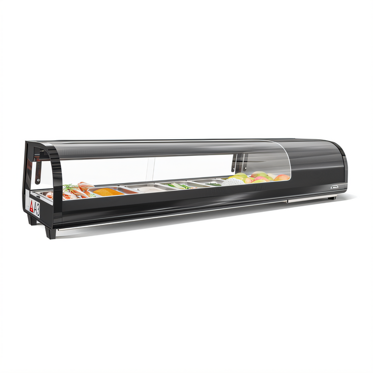 Product image #1 for Koolmore 60-Inch Countertop Sushi Display Refrigerator with Curved Front Glass and Rear Sliding Doors