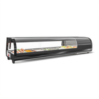 Koolmore 60-Inch Countertop Sushi Display Refrigerator with Curved Front Glass and Rear Sliding Doors