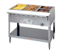 Aerohot 44-3/8 Inch Gas Wet Bath Steam Table with 3 Pan Capacity, Open Base and Undershelf