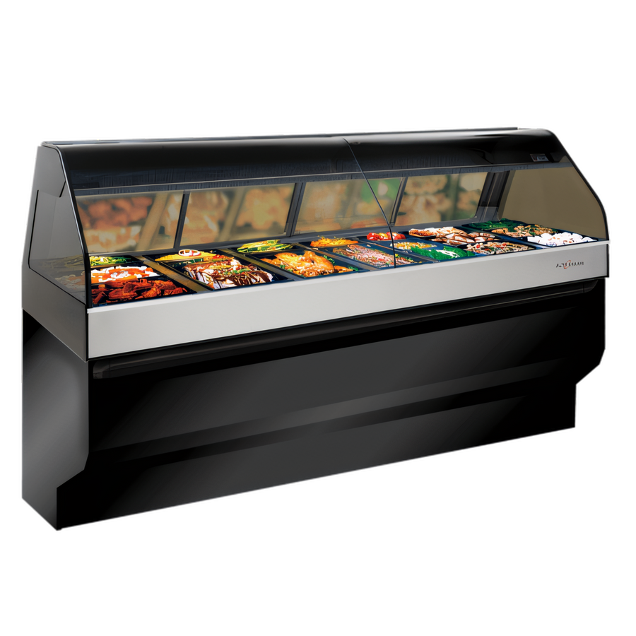 Product image #1 for Alto-Shaam Halo Heat 96-Inch Full-Service Hot Food Display Case with Curved Glass Front and Stationary Base