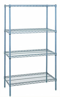 Quantum 48 x 24 x 54 Inch Gray Epoxy Antimicrobial 4-Shelf Wire Shelving Starter Kit