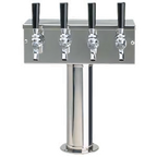 Thumbnail image #1 for Micro Matic USA D7744PSS T-Style Countertop Air-Cooled Draft Beer Tower, 4 Faucets, Polished Stainless Steel