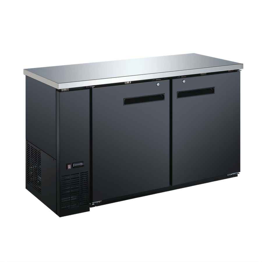 Product image #1 for Omcan USA 61-Inch Two-Section Solid Door Back Bar Cooler, 15.8 Cu. Ft.