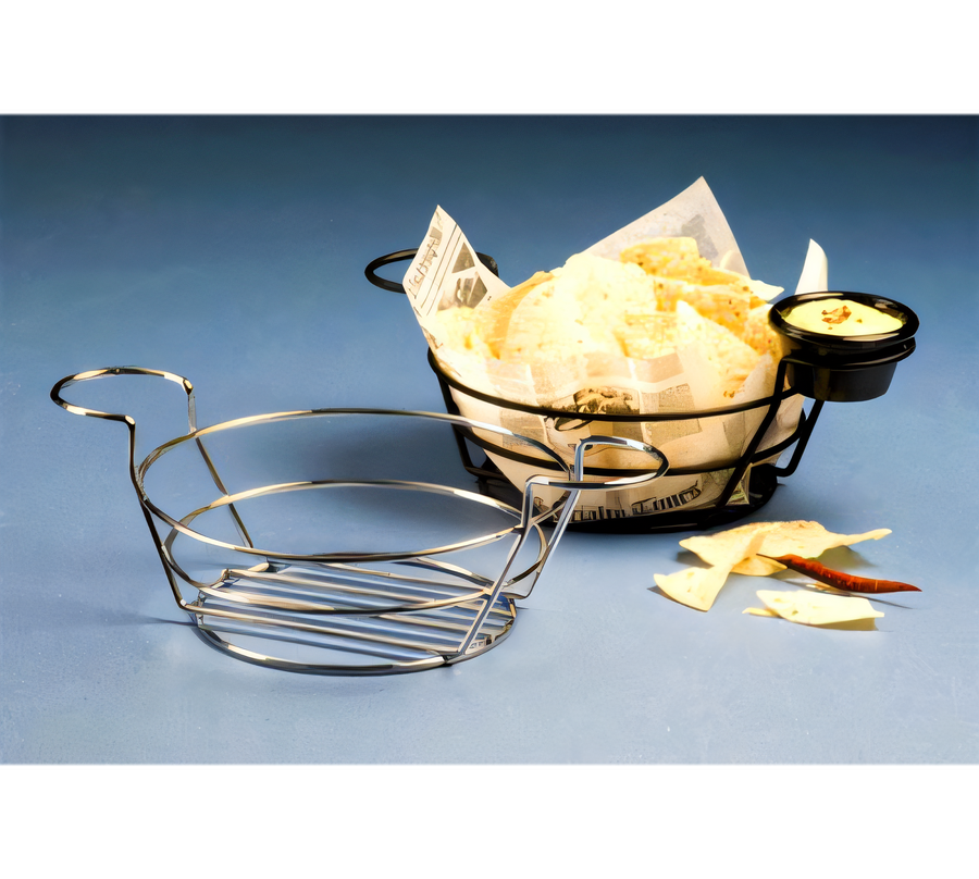 Product image #1 for American Metalcraft 8-Inch Round Chrome Wire Serving Basket with Built-In Ramekin Holders
