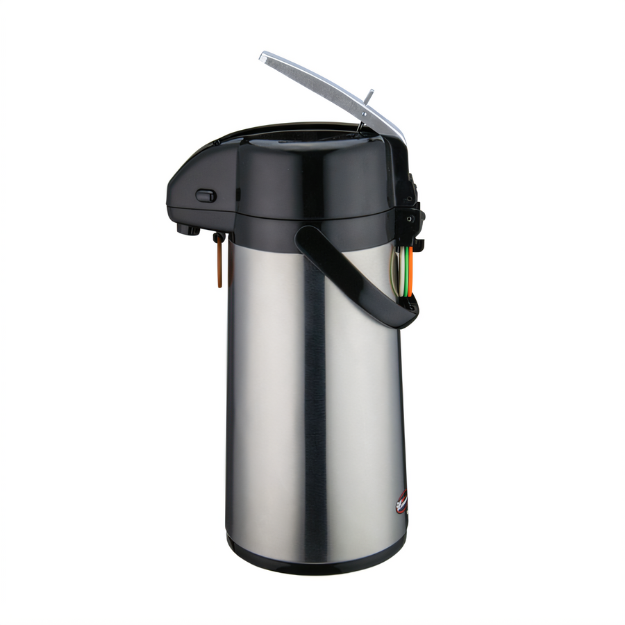 Product image #1 for Winco 1.9 Liter Stainless Steel Glass-Liner Lever-Top Insulated Airpot with Swivel Base