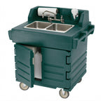 Thumbnail image #1 for Cambro CamKiosk® KSC402192 Mobile 2-Compartment Hand Wash Sink Cart, Polyethylene, Granite Green, 110V