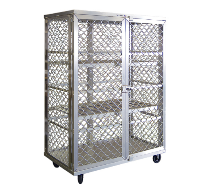 Product image #1 for New Age Mobile Aluminum Security Cage with Double Doors and 2 Intermediate Shelves