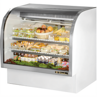 True 48-1/4-Inch Curved Glass Full-Service Refrigerated Deli Case with Self-Contained Refrigeration and Sliding Low-E Rear Doors