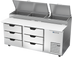 Thumbnail image #1 for Beverage-Air DPD72HC-6 Two-Section Deli/Pizza Prep Table Refrigerator with 6 Drawers, 72-Inch Wide