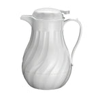 Thumbnail image #1 for Winco VSW-20W 20 oz White Plastic Double-Wall Insulated Swirl Beverage Server with Push-Button Lid Case of 24
