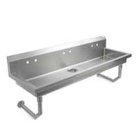 John Boos PBMSHS-W2-6020 Wall-Mount Multi-Station Hand Wash Sink, 60 Inch, 3 Sets of 4-Inch O.C. Faucet Holes