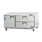 Thumbnail image #1 for Everest Refrigeration ETBR3-D2 2-Section Undercounter Refrigerator with Stainless Steel Worktop, 1 Solid Door, 2 Drawers, 22 Cu. Ft.