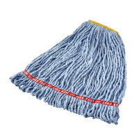 Web Foot Medium 4-Ply Cotton/Synthetic Looped-End Bacterial-Resistant Wet Mop Head, Blue, 5-Inch Headband