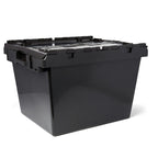 Thumbnail image #1 for American Metalcraft SCBL Stackable Collapsible Polyethylene Chafer Storage Crate with Hinged Lid, Black