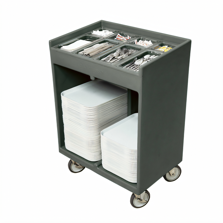 Product image #1 for Cambro Tray & Silverware Cart with Pans and Vinyl Cover, Granite Gray, 14" x 18" Tray Capacity