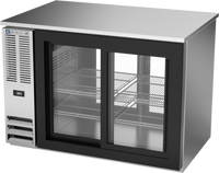 48-Inch Two-Section Food-Rated Pass-Thru Back Bar Refrigerator with 4 Sliding Glass Doors
