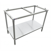 Omcan Stainless Steel Poly Top Work Table Frame with Undershelf, 36 x 30 x 36 Inches