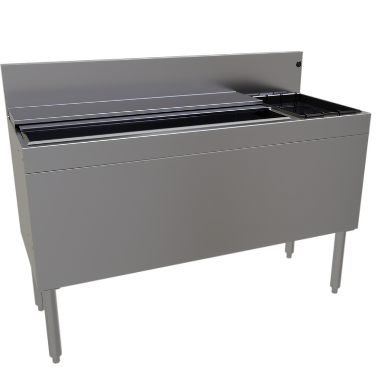 Product image #1 for Glastender Extra Deep Underbar Ice Bin/Cocktail Unit with Bottle Wells and 10-Circuit Cold Plate, 48 Inch W x 19 Inch D