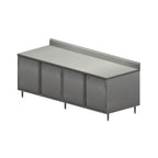 Thumbnail image #1 for BK Resources CSTR5-3696HL Stainless Steel Enclosed Chef Table, 96 x 36 x 39.75 in, 14-Gauge Top, Locking Hinged Doors, 5-in Back Riser