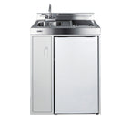 Thumbnail image #1 for Summit Commercial C30ELGLASS 30-Inch White All-in-One Kitchenette with 2-Burner Smooth-Top Electric Cooktop, Sink, and Refrigerator/Freezer