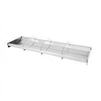 Rectangular Reversible Stainless Steel Display Tray with 3 Clear Dividers, 28-1/2 x 10-3/4 x 2 Inches