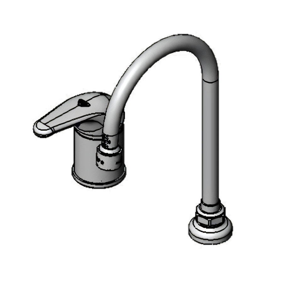 Product image #1 for T&S Brass Single-Lever Side-Mount Manual Faucet with 5-3/4 Inch Swivel Gooseneck Spout and 2.2 GPM Aerator