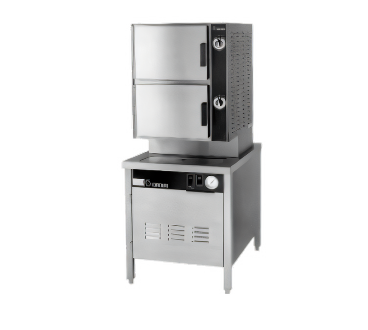 Product image #1 for Groen HyPlus HY-6SG-24 Gas Pressureless Steamer, 2 Compartments, 24-Inch Cabinet Base