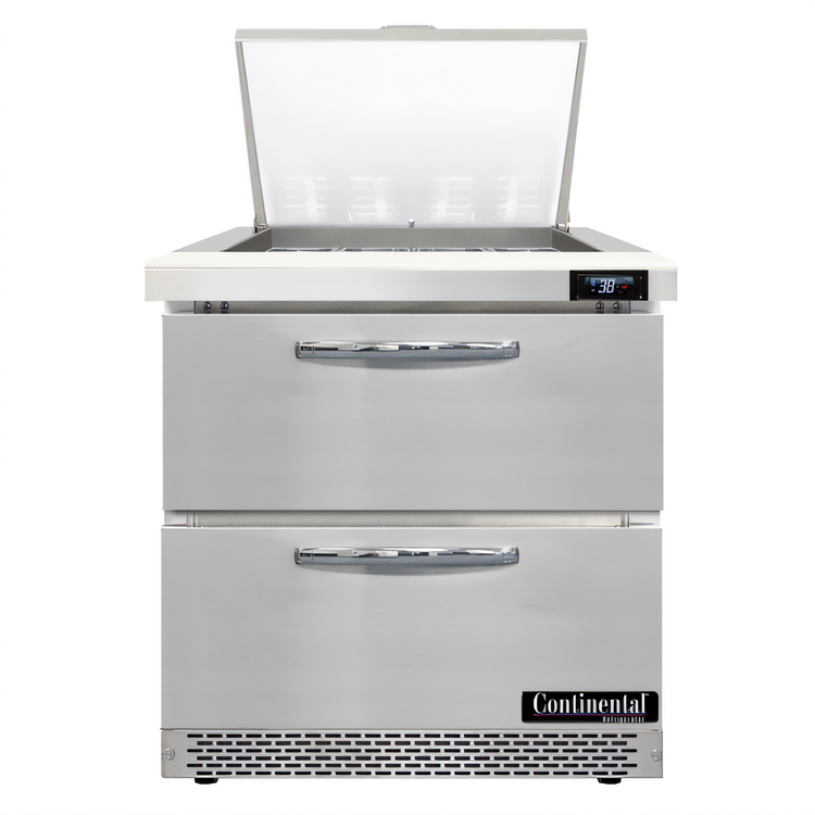 Product image #1 for Continental Refrigerator D32N12M-FB-D Designer Line Mighty Top 32" One-Section Sandwich Unit with Drawers